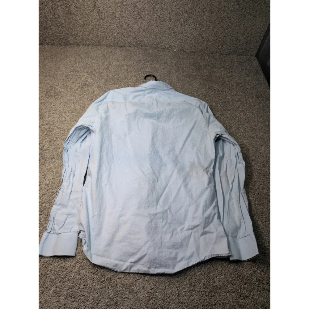 Gucci Uniform Mens Light Blue Oxford Button Down Shirt Size 15.75 40 Long Sleeve